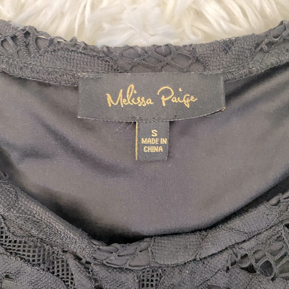Black Lace Cold Shoulder Top - Picture 2 of 4